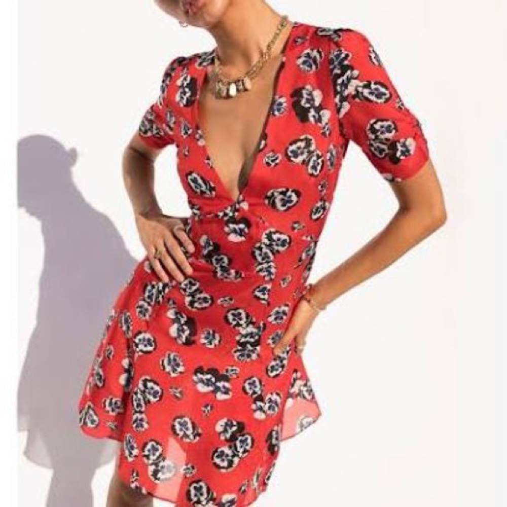 Realisation Par Red Silk Mini Dress